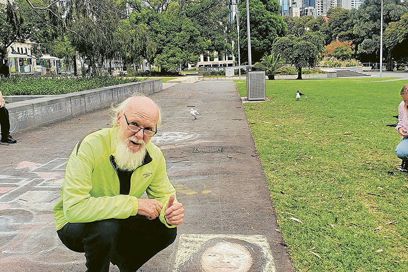 Chalk portrait inspires hope for refugee